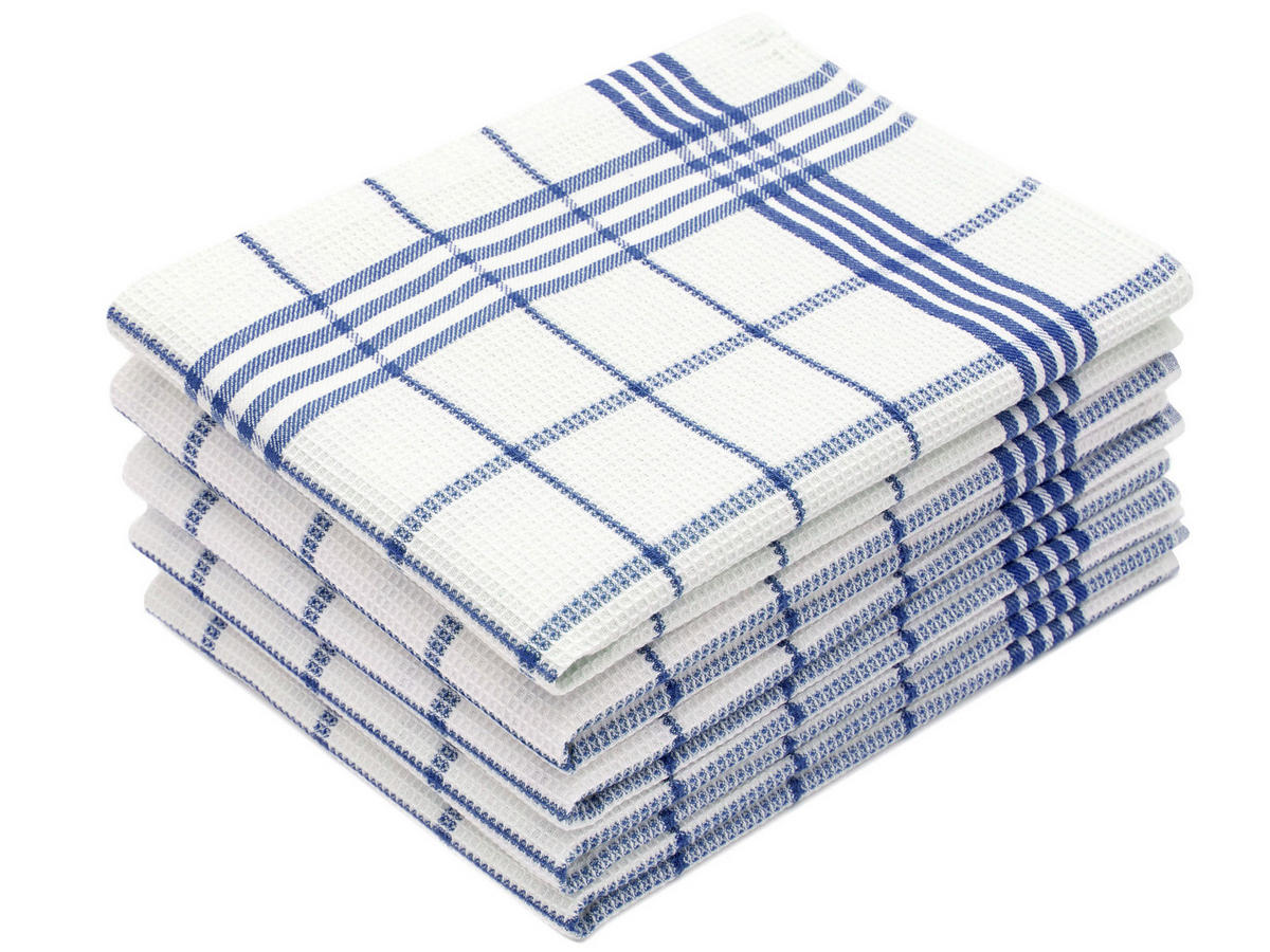 GESCHIRRTÜCHER, 5er-Set, 50x70 cm, 100% Baumwolle, Blau - Blau, Textil (50/70cm) - Zollner