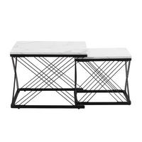 COUCHTISCH Schwarz/Weiß 2er-Set 60/60/45 cm und 45/45/40 cm - Schwarz, Holzwerkstoff (60/60/45cm) - PANGIVO