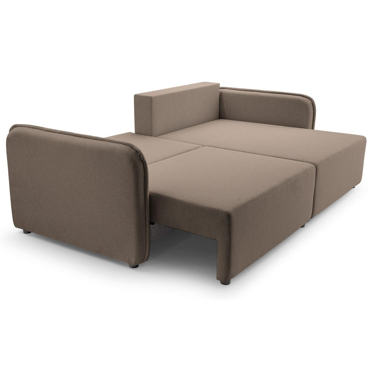 ECKSOFA Kassian, Hellbraun Strukturstoff, rechtsseitig - Hellbraun/Schwarz, Kunststoff/Textil (147/227cm) - Selsey
