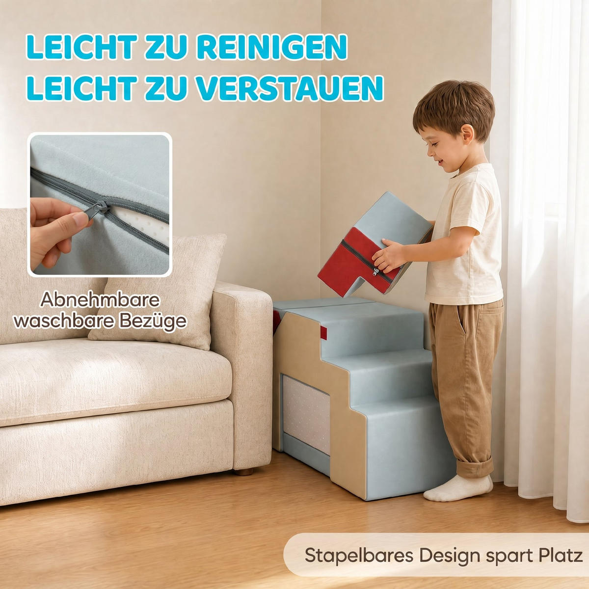 SCHAUMSTOFF-BAUSTEINE 7er Set Samt PU-Schaum Mehrfarbig - Multicolor, Textil (39/79cm) - AIYAPLAY