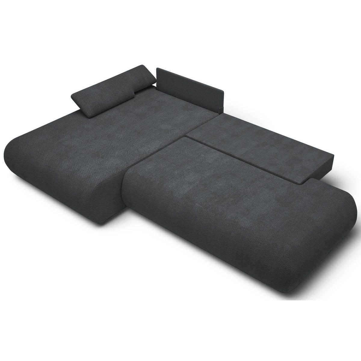 ECKSOFA Armone Graphit Chenille - Schwarz, Kunststoff/Textil (286/173.5cm) - Selsey