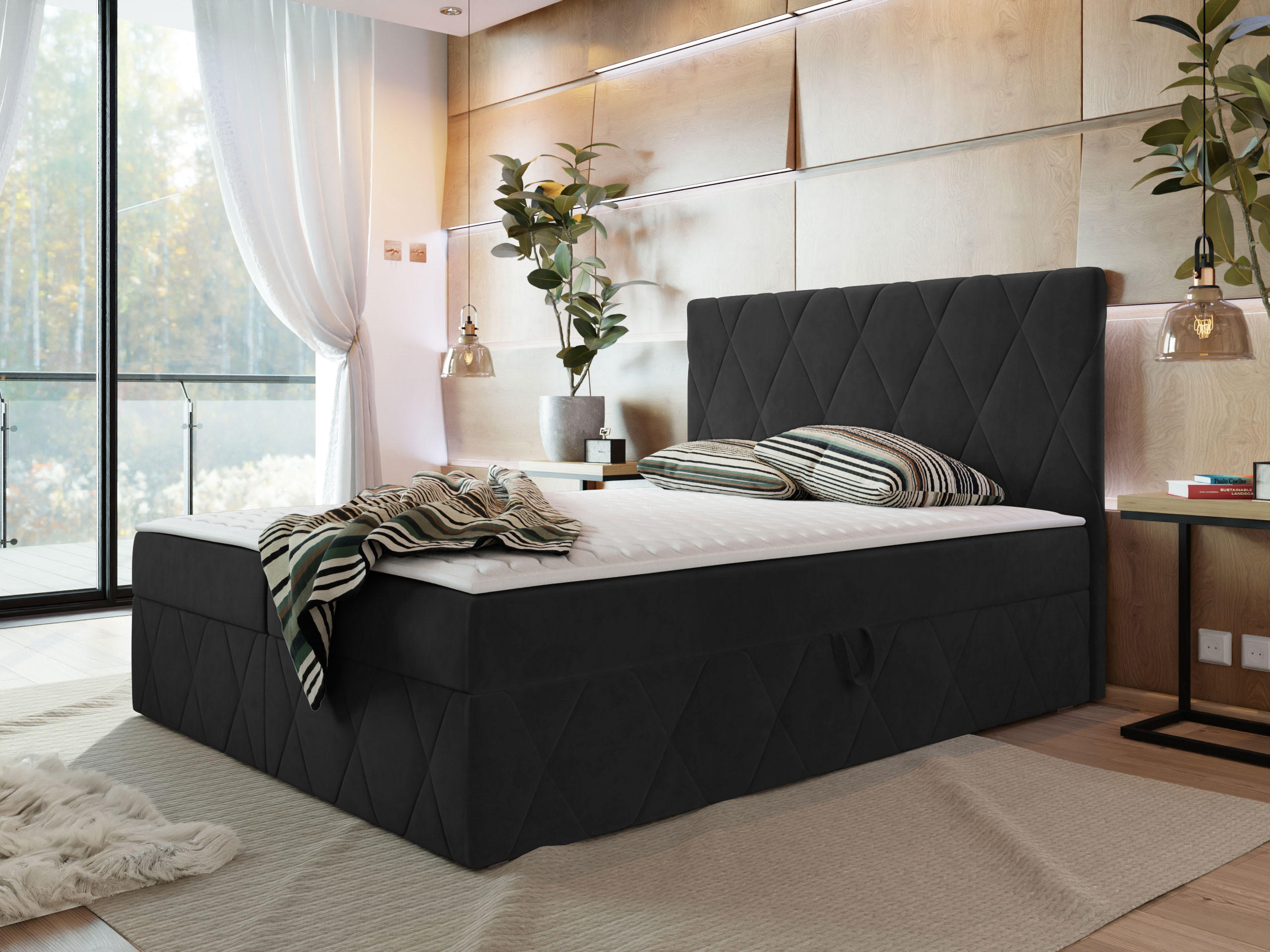 BOXBETT Simoti - Schwarz, Holzwerkstoff (180/200cm) - MIRJAN24