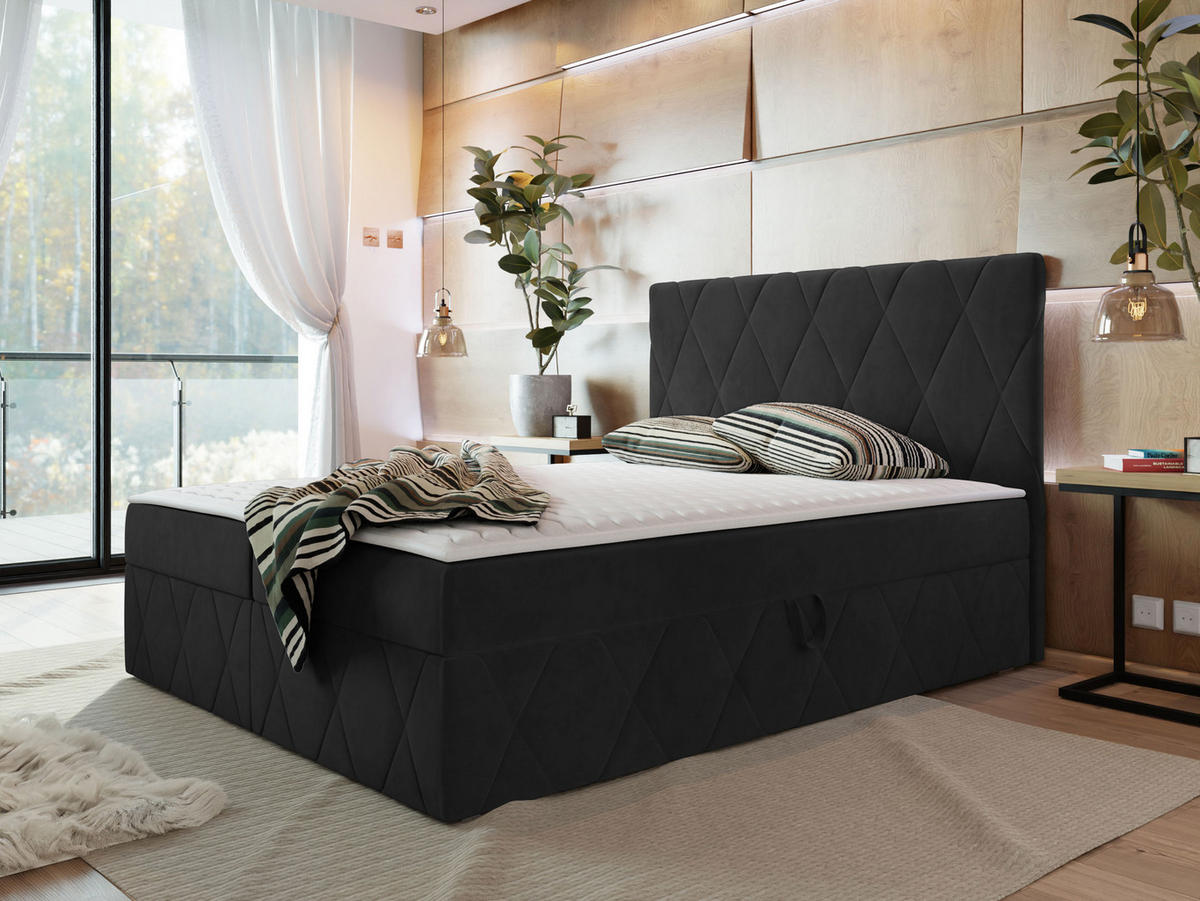BOXBETT Simoti - Schwarz, Holzwerkstoff (160/200cm) - MIRJAN24
