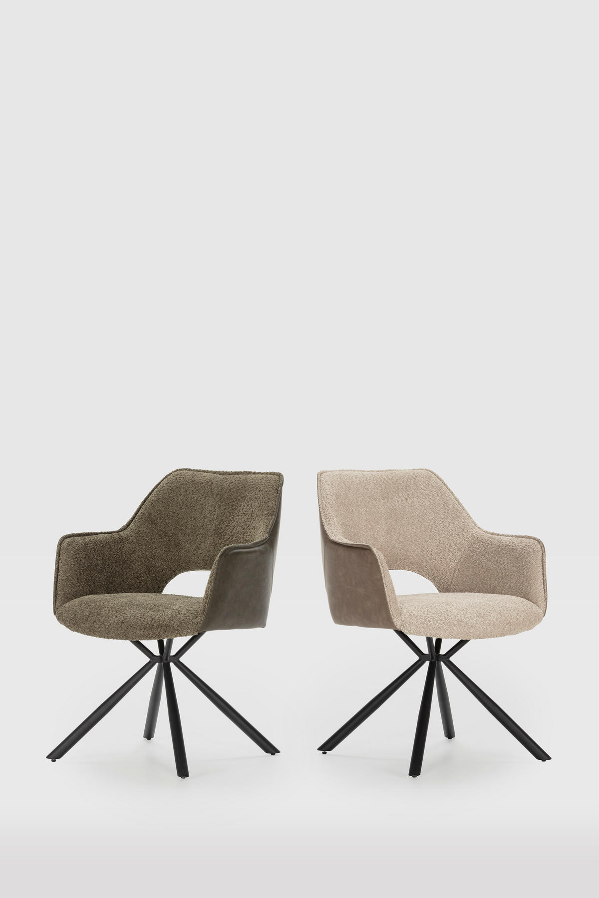 SESSEL (Set aus 2) aus stoff mit schwarzen metallbeinen - mariel 62/60/47 cm - Grün, Textil (62/47/60cm) - Calicosy