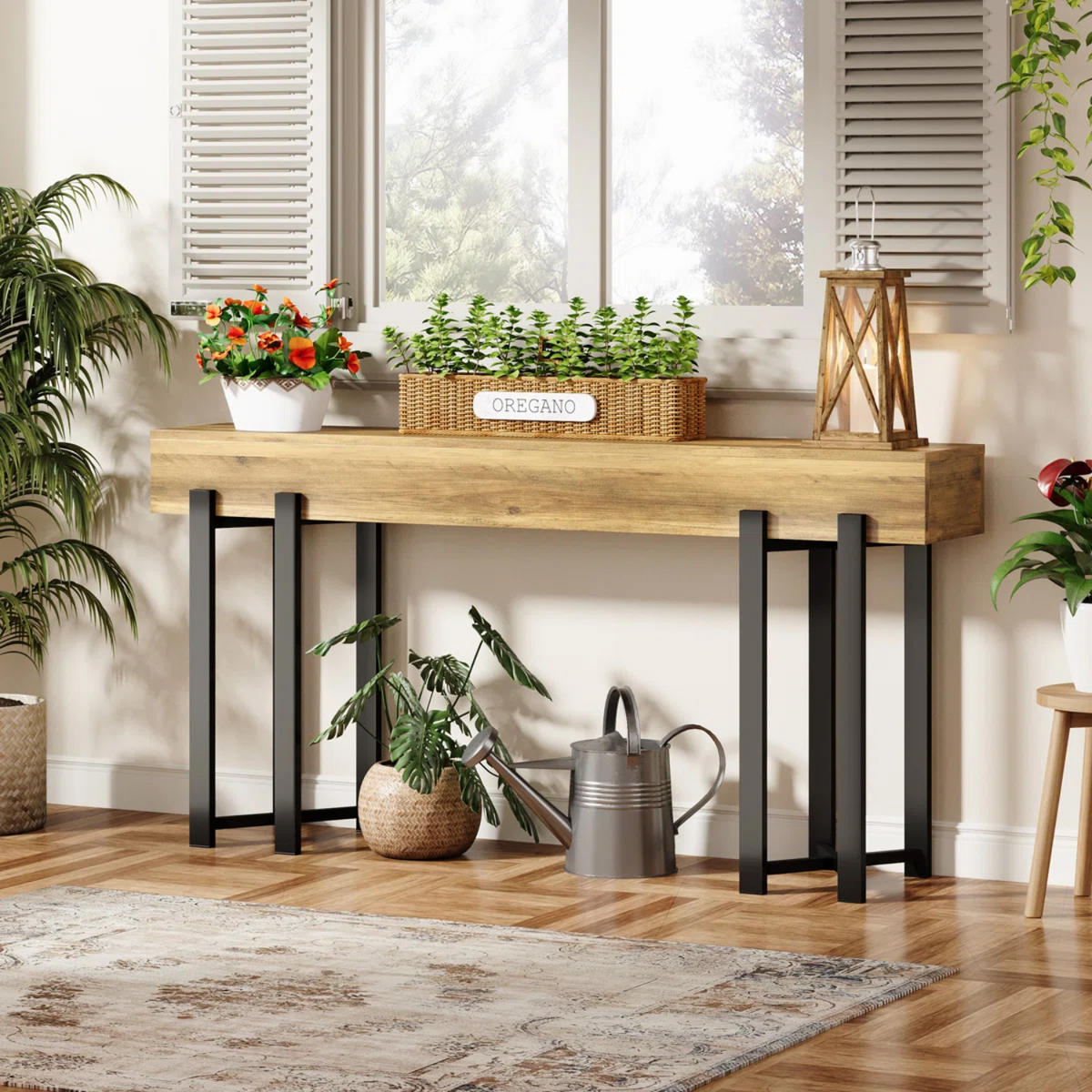 KONSOLENTISCH 160/28/79 cm Holzoptik Schwarz - Ahornfarben, Holzwerkstoff/Metall (30/160/80cm) - Quality Elegance