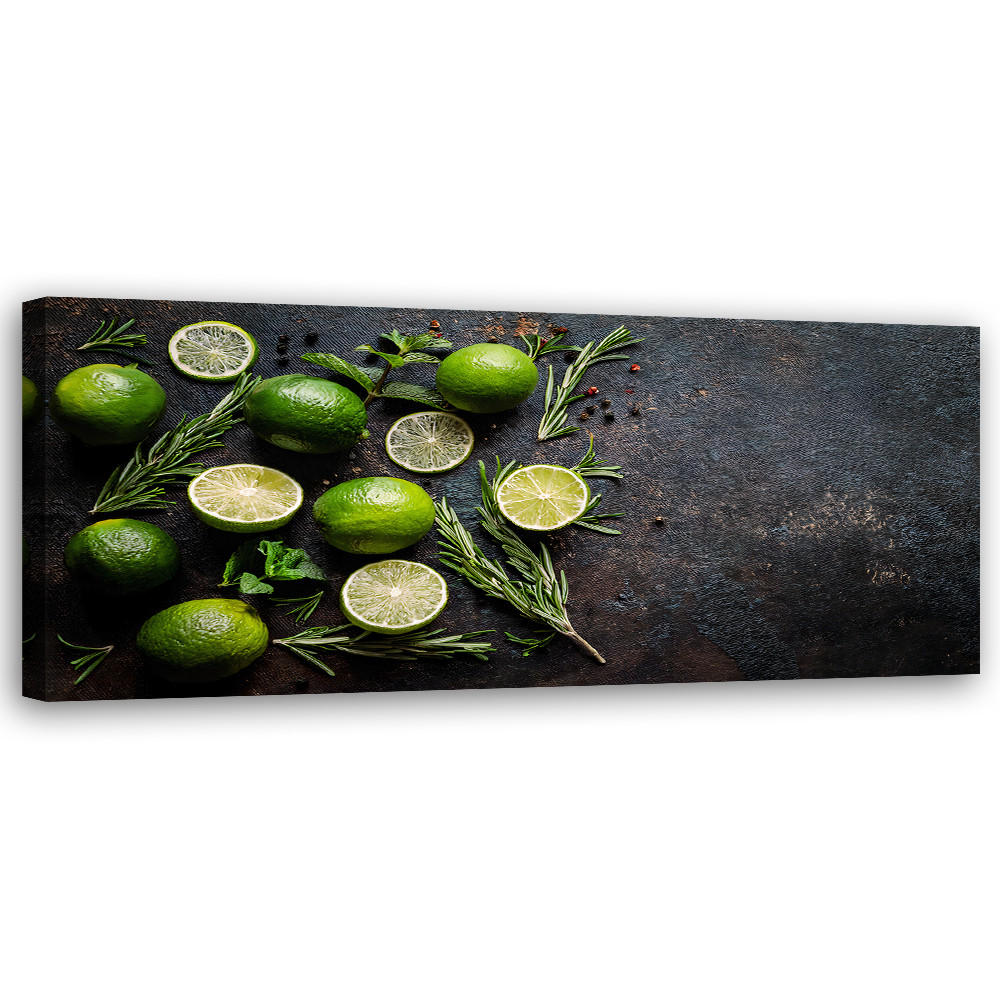 WANDBILD limette frucht gewürz küche gewürze - Grün, Textil (90/30cm) - Feeby