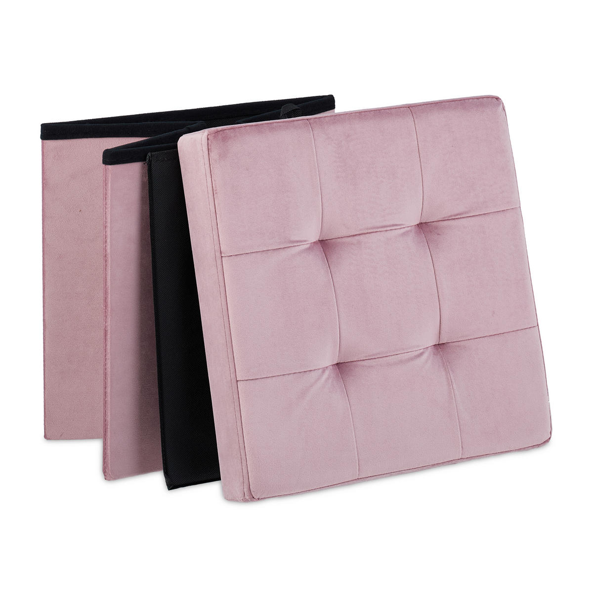 HOCKER - Rosa, Holzwerkstoff/Textil (38/38/38cm) - Relaxdays