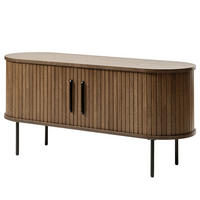 LOWBOARD - 120cm - Echtholzfurnier - Eichefarben/Schwarz, Holzwerkstoff/Metall (120/56/40cm) - home24