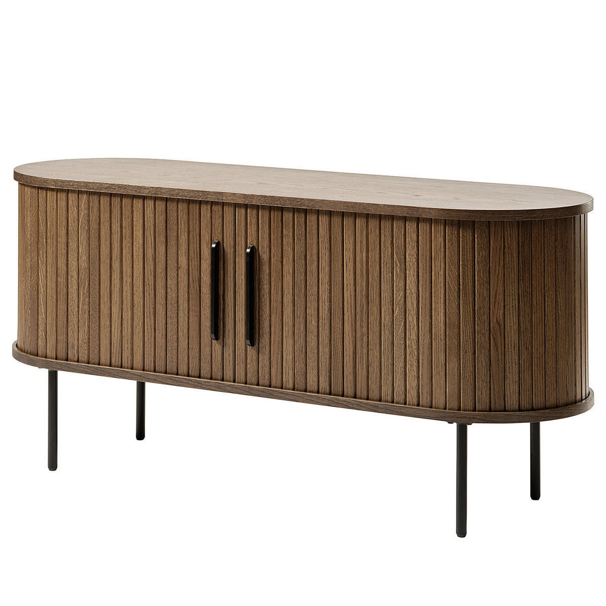 LOWBOARD - 120cm - Echtholzfurnier - Eichefarben/Schwarz, Holzwerkstoff/Metall (120/56/40cm) - home24