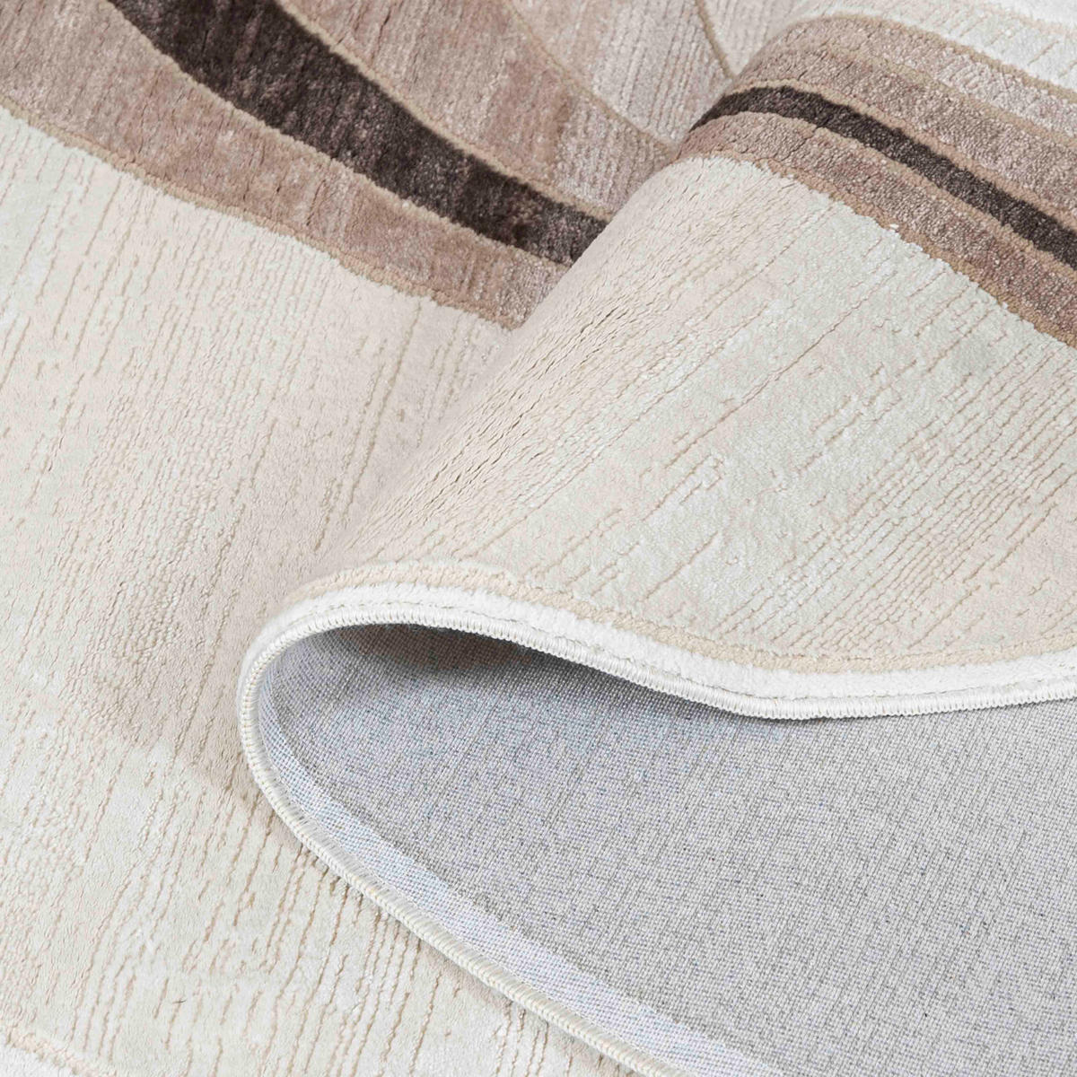 TEPPICH Beige Abstrakt - Kurzflor Unregelmäßig Unregelmäßige Form - Creme - 140 x 200 cm - Hellbraun, Textil (140/200cm) - Mazovia
