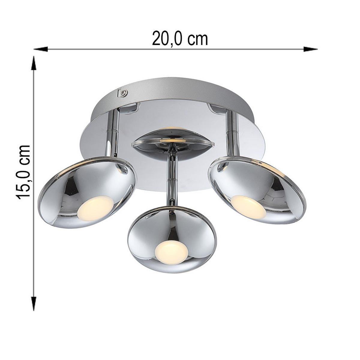 LED DECKENLEUCHTE Chrom satiniert Silber - Silberfarben, Metall (20/20/15cm) - Globo Lighting