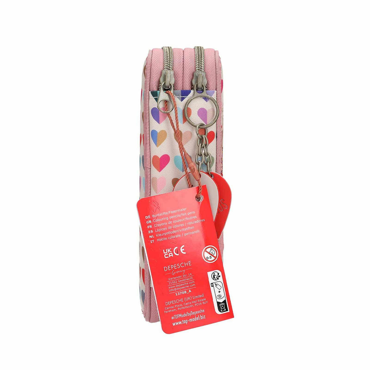 2-FACH FEDERTASCHE HEART TO HEART TOPModel rosa 5,5 x 12 x 19 cm - Rosa, Kunststoff (12/19/5.5cm) - Depesche Germany