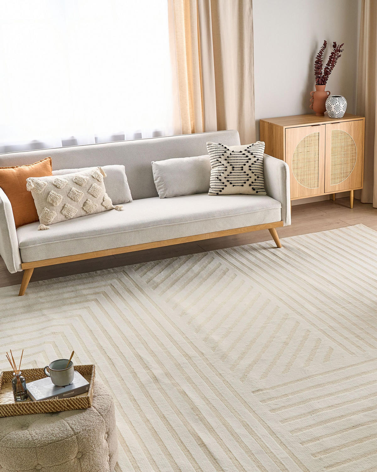KURZFLOR-TEPPICH Beige 300/400 cm Abegum - Beige, Textil (300/400cm) - Beliani