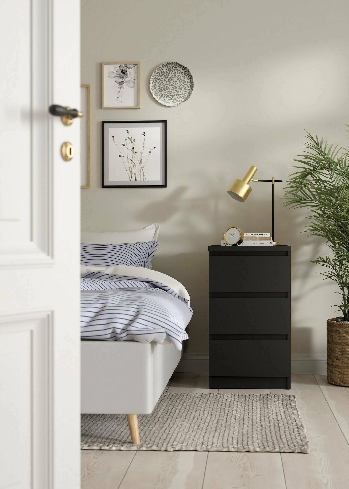 KOMMODE Schwarz 40.4/50/70.1 cm - Schwarz, Holzwerkstoff (40.4/70.1/50cm) - DMORA