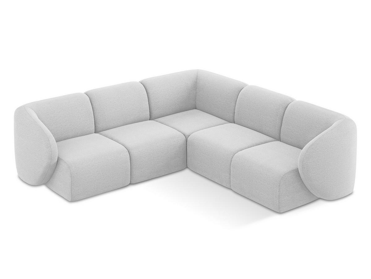 ECKSOFA Bouclé Stoff Grau - Silberfarben/Schwarz, Holzwerkstoff/Kunststoff (251/251cm) - Makamii
