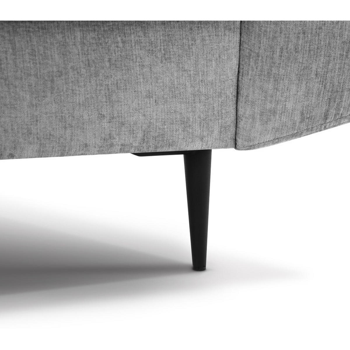 SOFA Venezia 3-Sitzer mit Metallbeinen, hellgrau, 233 cm - Hellgrau/Schwarz, Holzwerkstoff/Metall (223/85/94cm) - Beautysofa