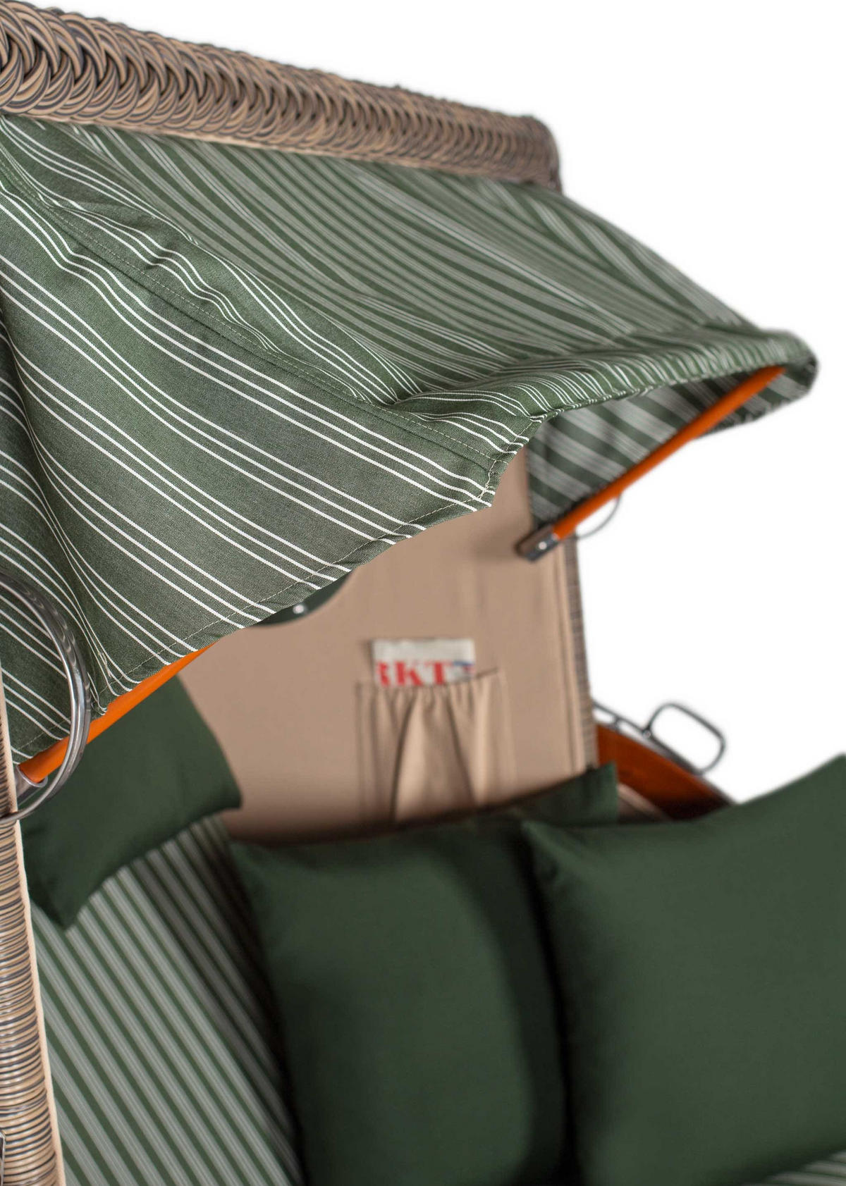 STRANDKORB XXL Düne Grande 2,5 Sitzer - Braun/Grün, Metall (142/170/95cm) - Mr. Deko