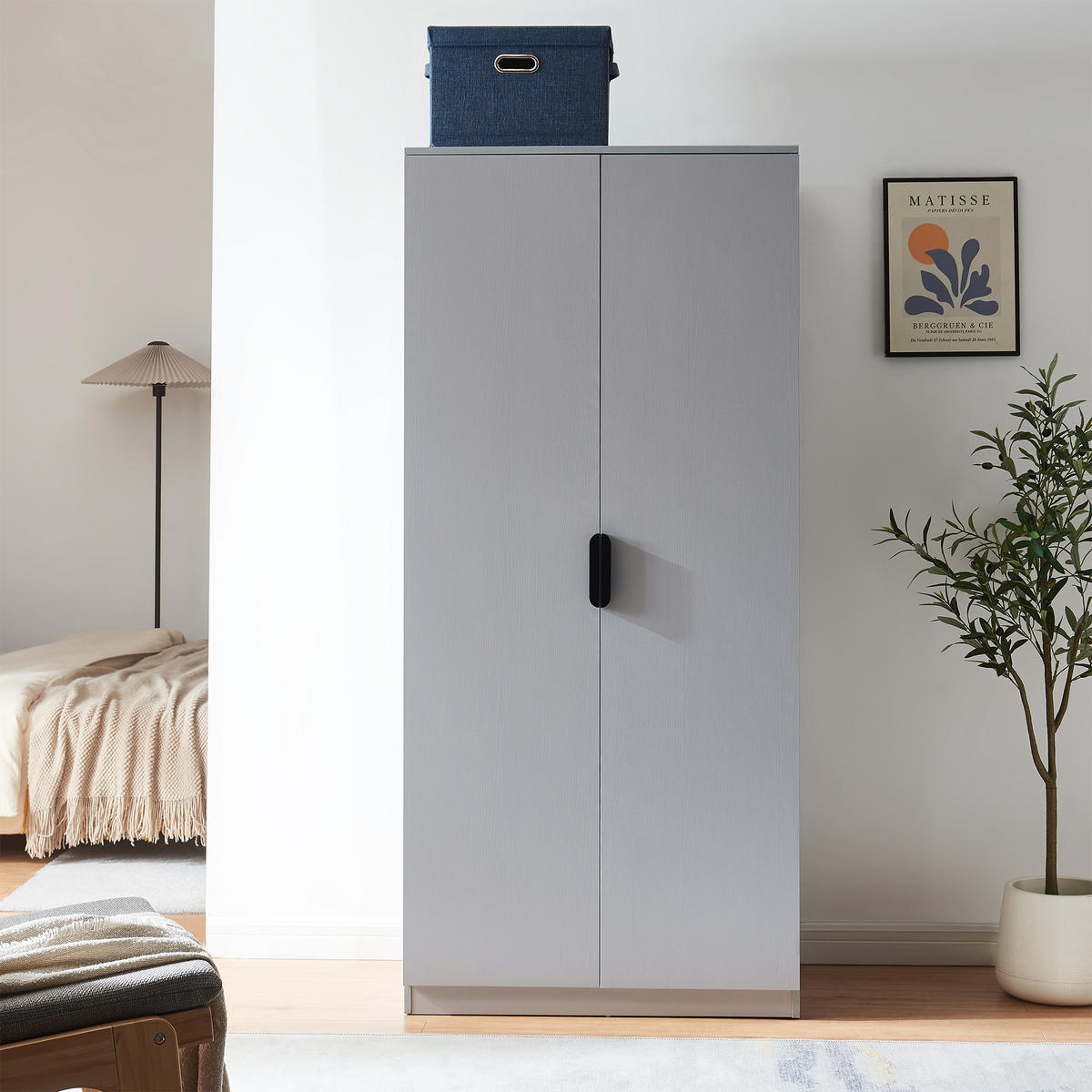 KLEIDERSCHRANK Eiselfing - Grau, Holzwerkstoff (80/176/52cm) - [en.casa]