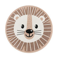 KINDERTEPPICH waschmaschinenwaschbar Löwe Kinderzimmer schmutzabweisend Beige Rund 120D - Beige, Textil (120/120cm) - KADIMA DESIGN