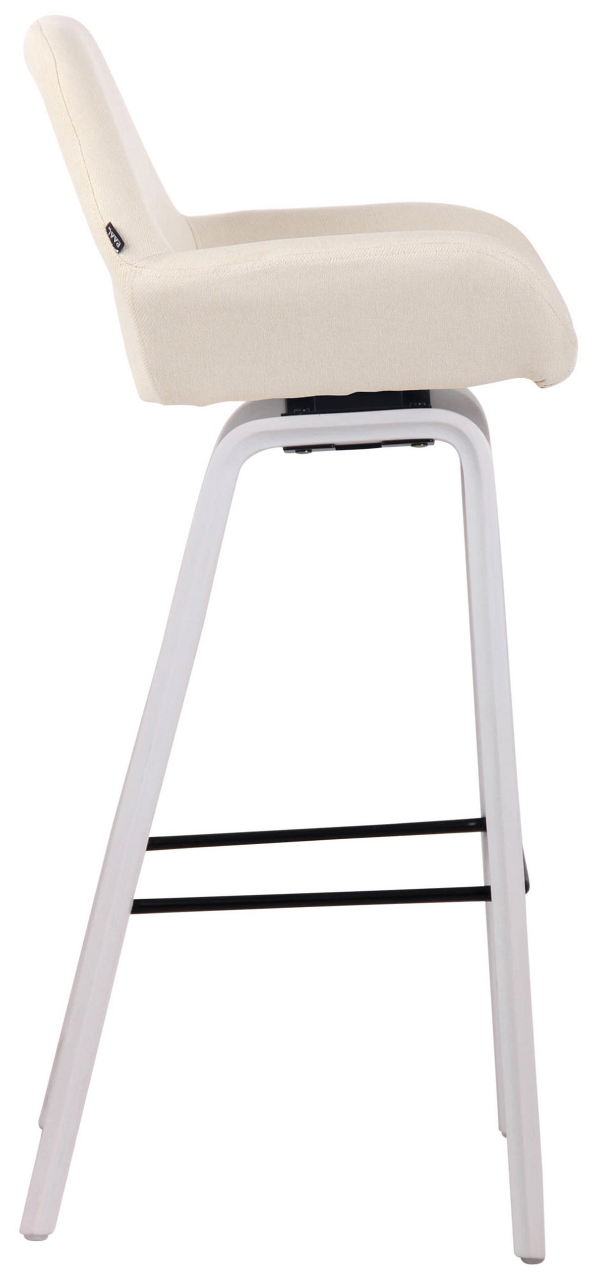 BARHOCKER Newnan, 4-Fuß Gestell weiß (Eiche), Stoff Creme - Creme/Weiß, Holz/Textil (52/100/51cm) - TPFLiving