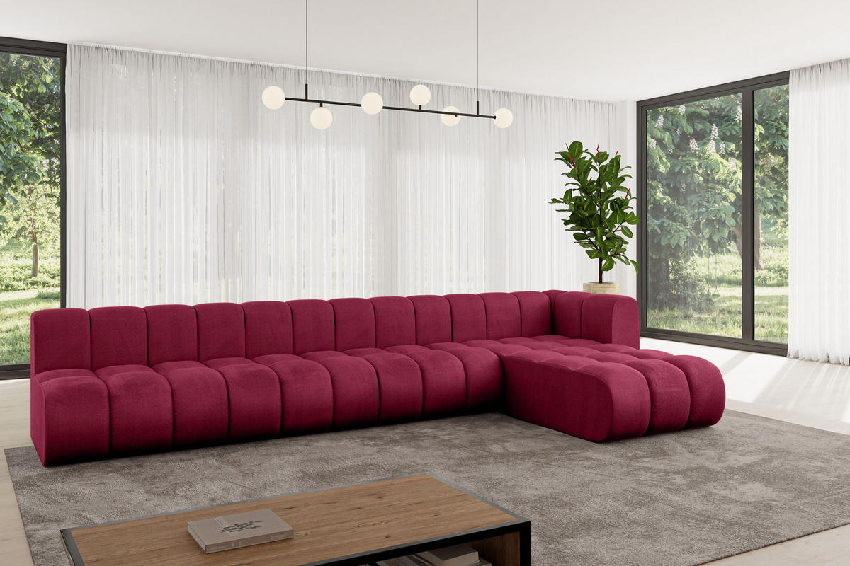 ECKSOFA modulares Sofa Darnel-L3 - 387x177x70 cm Bordeauxrot - Bordeaux, Holzwerkstoff/Textil (387/177cm) - ALTDECOR