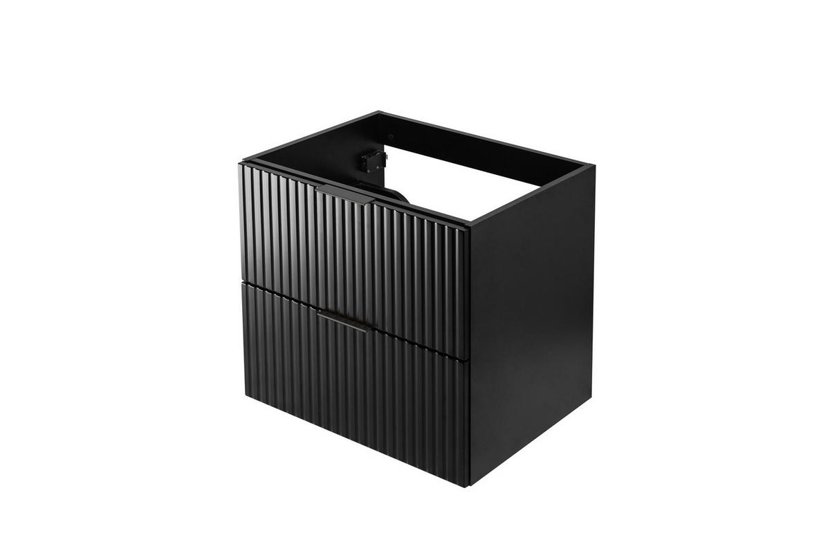 WASCHBECKUNTERSCHRANK, Schwarz, 60 x 57 x 46 cm, schwarzer Griff, ohne Arbeitsplatte - Schwarz, Holzwerkstoff (60/57/46cm) - 3XE LIVING