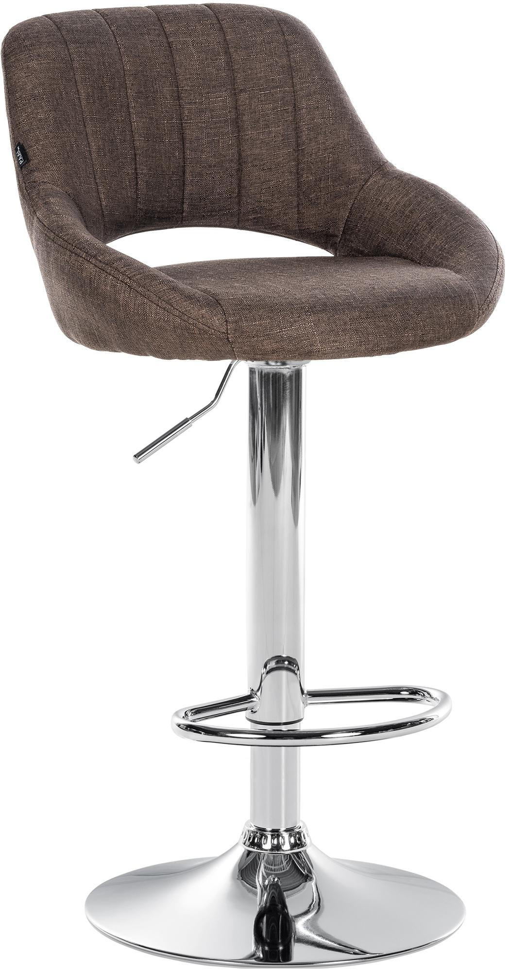 BARHOCKER Stoff braun - Chromfarben/Braun, Textil/Metall (47/85/48cm) - CLP