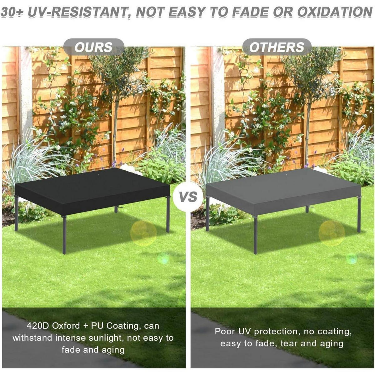 ABDECKHAUBE Gartentisch rechteckig 180 x 100 x 15 cm - Schwarz, Kunststoff (100/15/180cm)