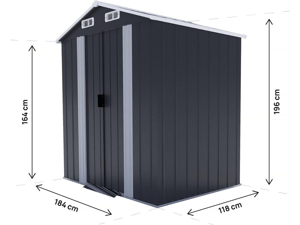 METALL-GARTENHAUS boston Grau - Grau, Metall (118/196/184cm) - Habitat Garten