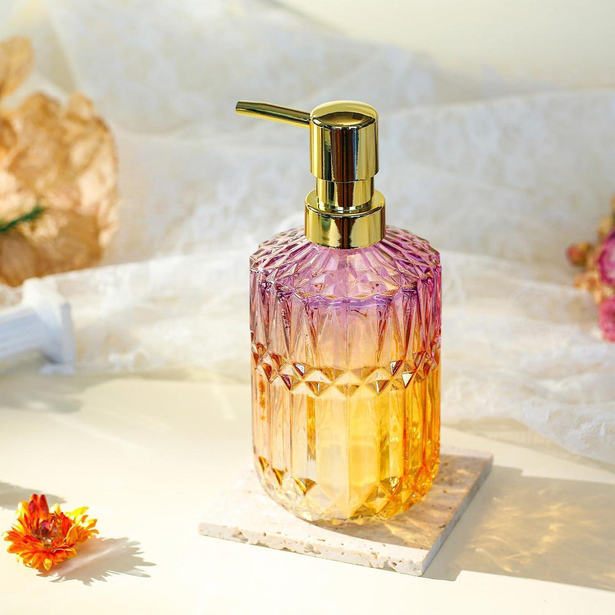 SEIFENSPENDER Glas ViolettOrange - Multicolor, Glas (8/19/8cm)