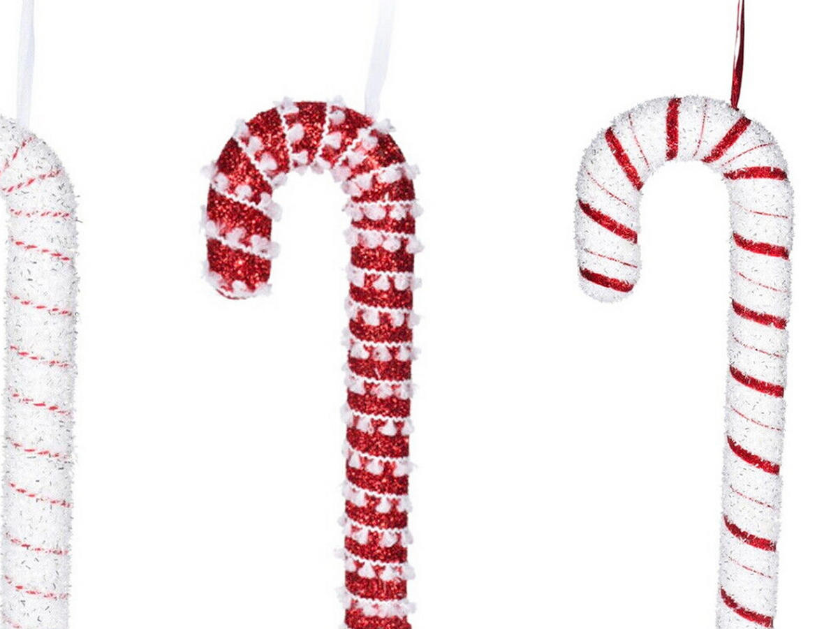 LAALU CHRISTBAUMKUGEL-SET 3 Verzierungen: Zuckerstangen MAXI matt 34 x 4 cm - Rot/Weiß, Kunststoff (25/20/40cm) - LAALU