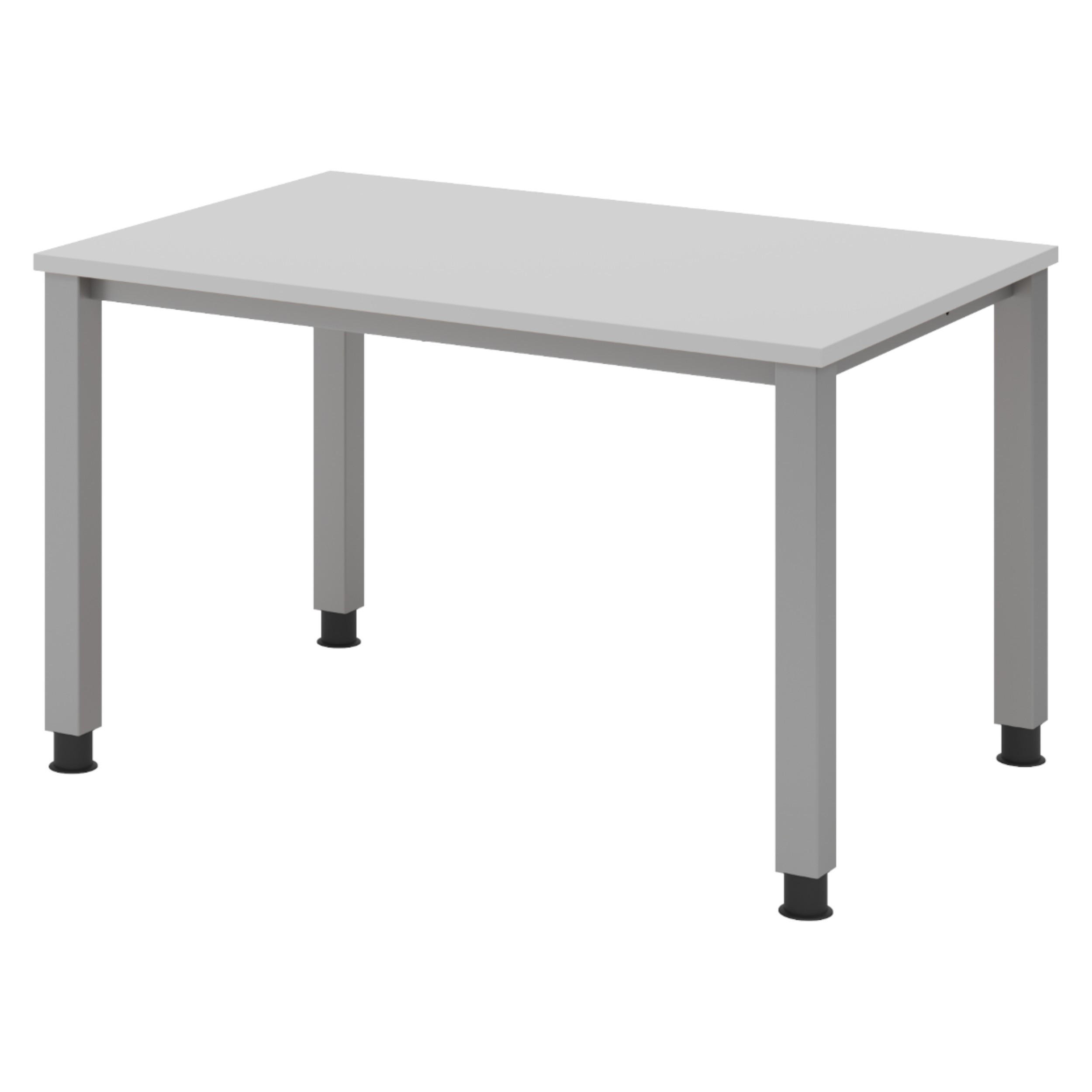 SCHREIBTISCH Serie-Q Gestell: Silber 80/120/74 cm in Grau - Grau, Holzwerkstoff (80/120/74cm) - bümö