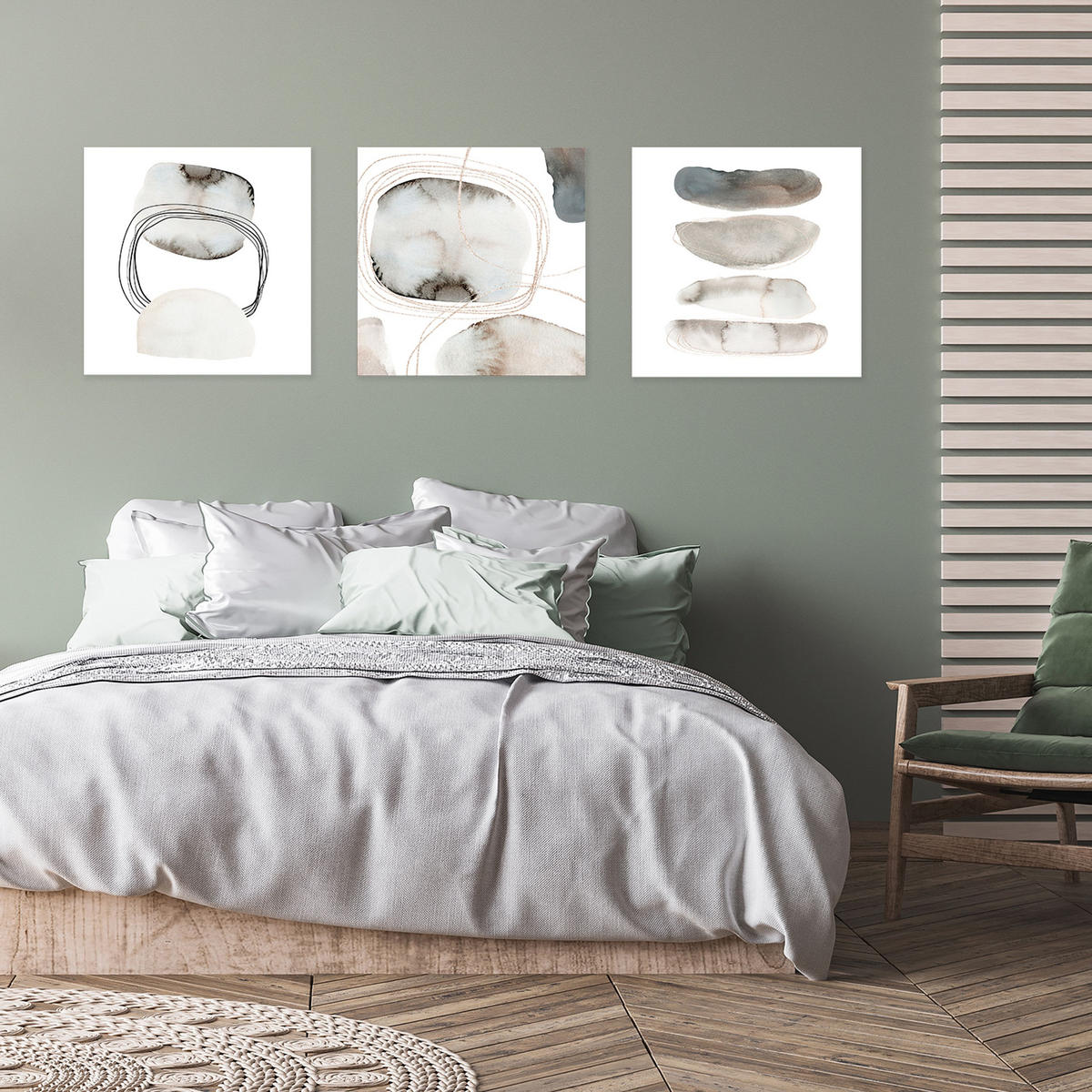 GLASBILD 50x50 cm abstrakt Aquarell - Beige/Weiß, Glas (50/50cm) - artissimo