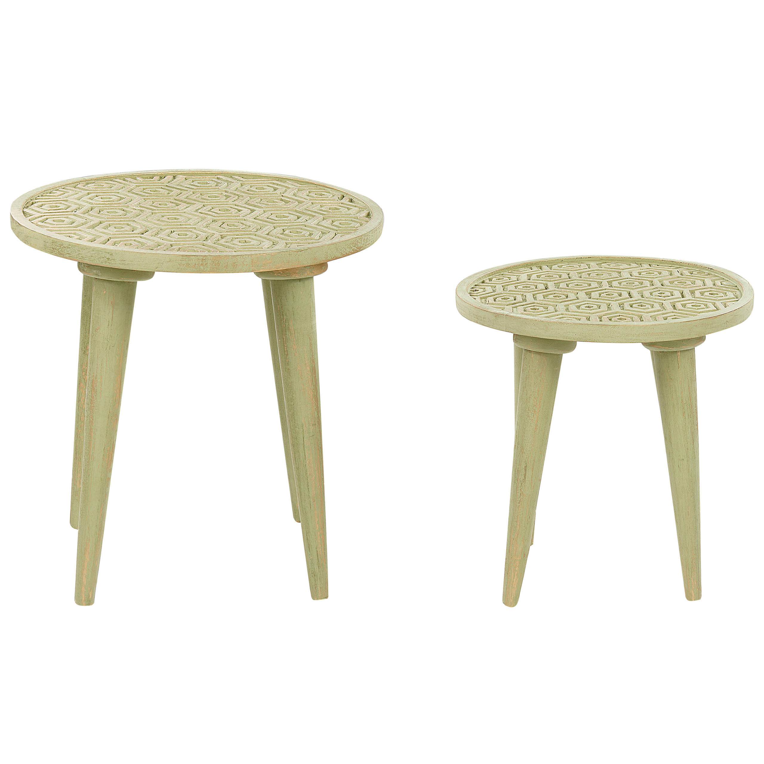 BEISTELLTISCH 2er-Set Rund Grün Maharo - Grün, Holz (45/45cm) - Beliani