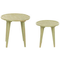 BEISTELLTISCH 2er-Set Rund Grün Maharo - Grün, Holz (45/45cm) - Beliani