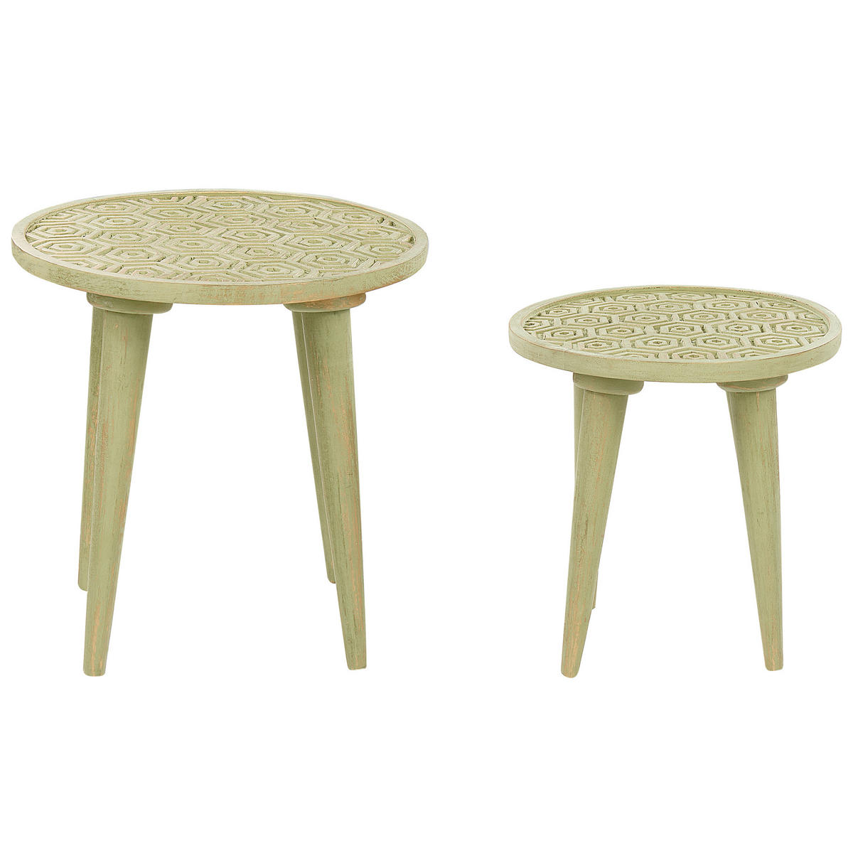 BEISTELLTISCH 2er-Set Rund Grün Maharo - Grün, Holz (45/45cm) - Beliani