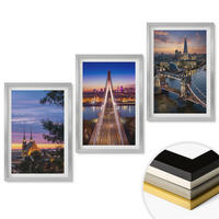 WANDBILDER 3er Set - 40x60 cm Silberner Rahmen - Ausblicke auf Brücken und Sonnenuntergänge - Silberfarben, Kunststoff (40/60cm) - ArtPrintCave