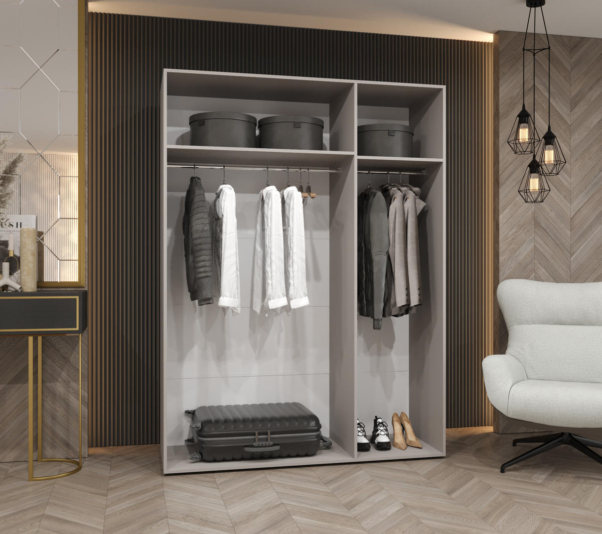 DREHTÜRENSCHRANK 202/150/52 3-türig - Schwarz, Holz (150/202/52cm) - MÖBEL KRYSPOL