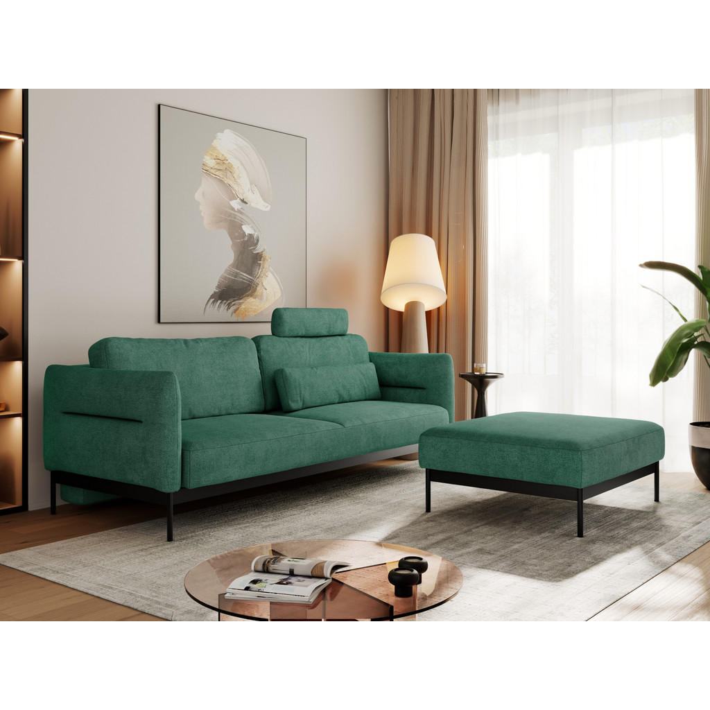 Thumbnail - MKS Schlafsofa, Grün, Textil, 3-Sitzer, L-Form, 221x82x193 cm, Oeko-Tex®, Wohnzimmer, Sofas & Couches, Schlafsofas