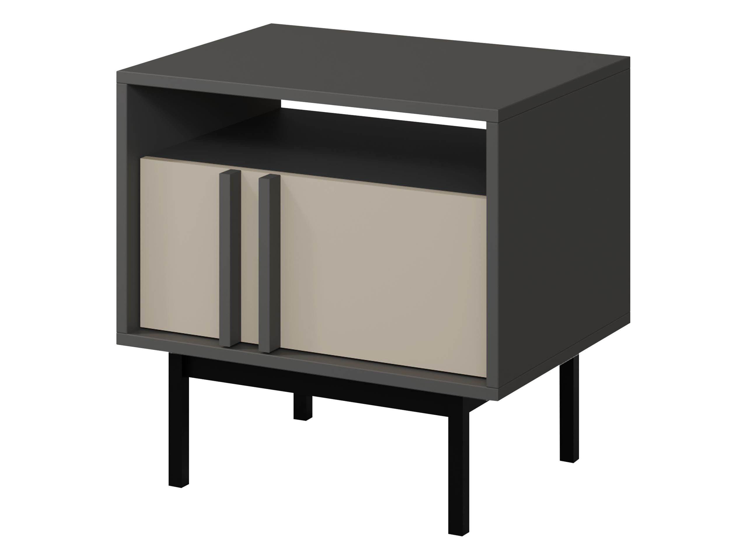 NACHTTISCH Alsy AL13 - Anthrazit/Beige, Holzwerkstoff/Kunststoff (53/53/43cm) - MIRJAN24