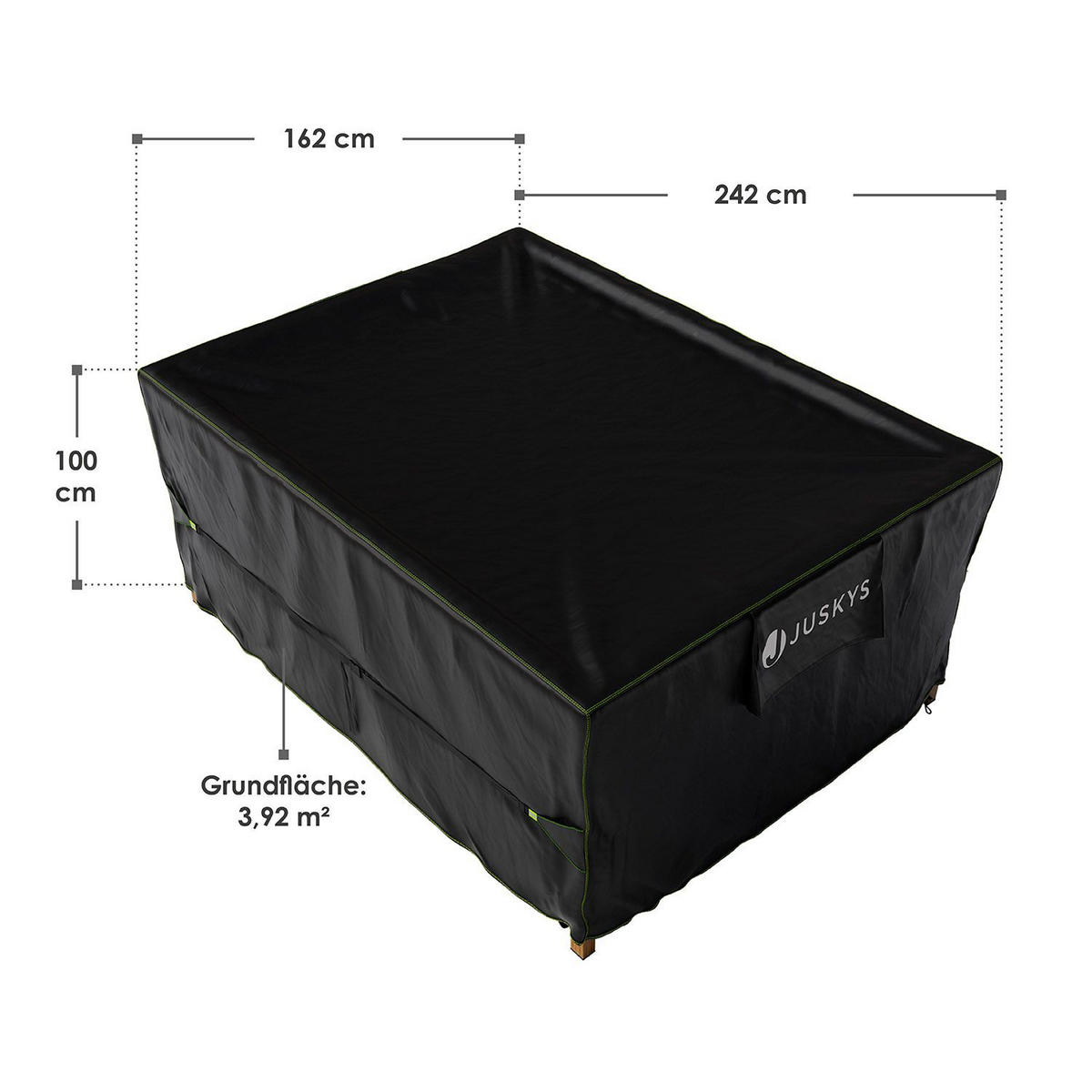 GARTENMÖBELABDECKUNG CoverSafe Pro schwarz - Schwarz, Kunststoff (182/100/242cm) - Juskys