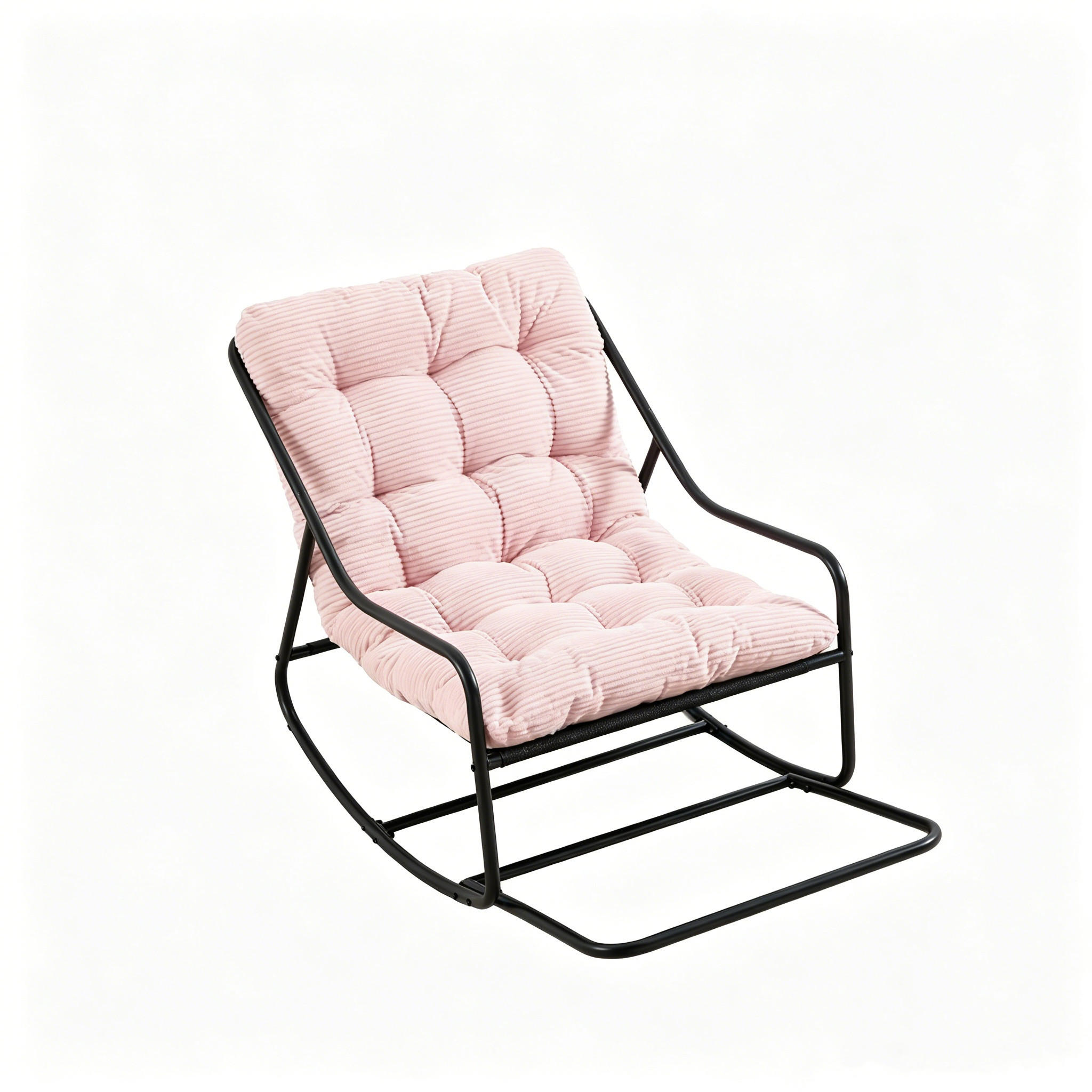 SCHAUKELSTUHL mit Dickem Kissen und Beinablage Rosa Metallrahmen für Garten Balkon Wohnzimmer - Pink, Metall (75/82/116cm) - PARAFTA HOME