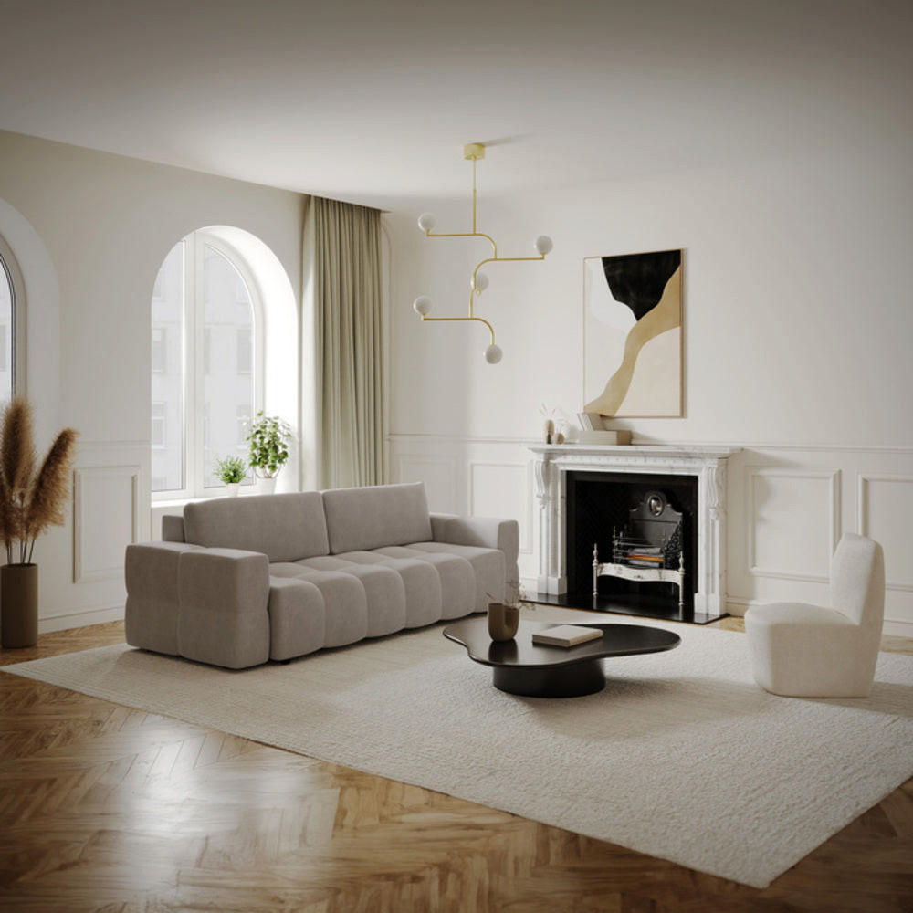 SCHLAFSOFA GERADE Samt Taupe 247cm - Taupe, Textil (247/90/102cm) - Sia Home