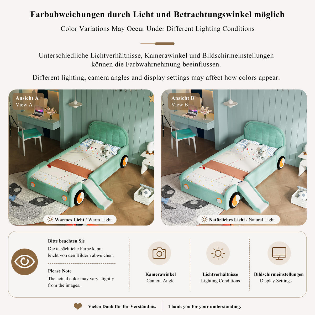 KINDERBETT 90/200 cm in Blaugrün Samt Autobett mit Rutsche, Treppe und Fallschutz - Blau/Grün, Holzwerkstoff/Textil (90/200cm) - STILVORA