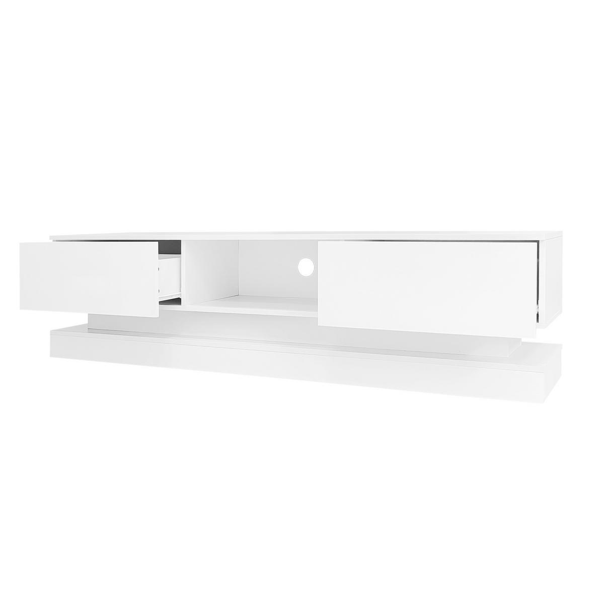 LOWBOARD 160/35/40,5 cm aus Spanplatte mit LED-Beleuchtung und 2 Schubladen Weiß - Weiß, Holzwerkstoff (160/40.5/35cm) - Modenvie