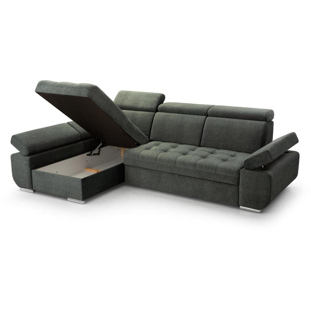 ECKSCHLAFSOFA Bianca beige links - Chromfarben/Beige, Textil (264/165cm) - Beautysofa