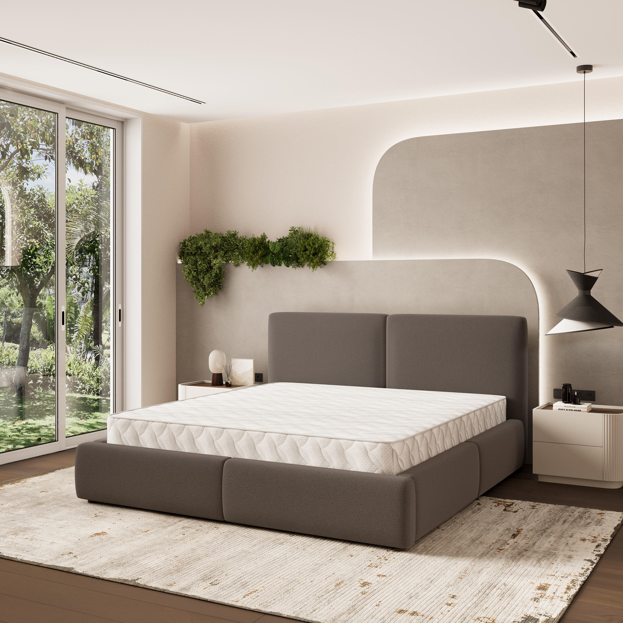 POLSTERBETT FELURO 140x200 cm mit Bettkästen - Braun - Braun, Holz (140/200cm) - MASSENO