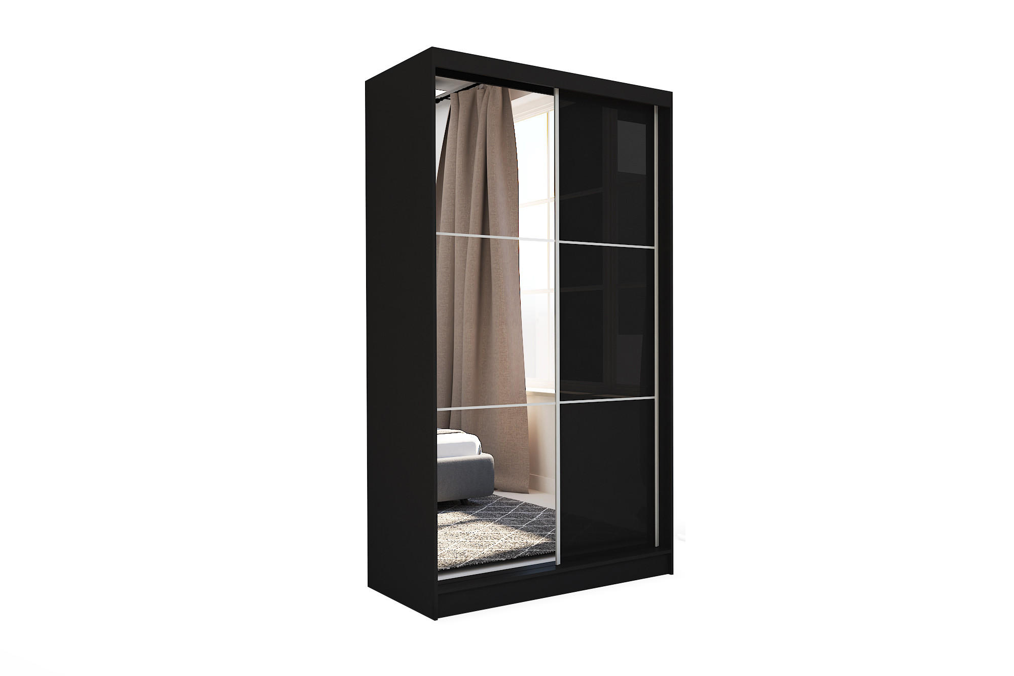 Margaret Hadas24 Schwebetürenschrank Schwarz 120x216x61 cm