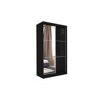SCHWEBETÜRENSCHRANK Vena 150 cm mit Spiegel, 2-türig, schwarz, lacobel schwarz - Schwarz, Holz/Kunststoff (150/216/61cm) - Margaret Hadas24