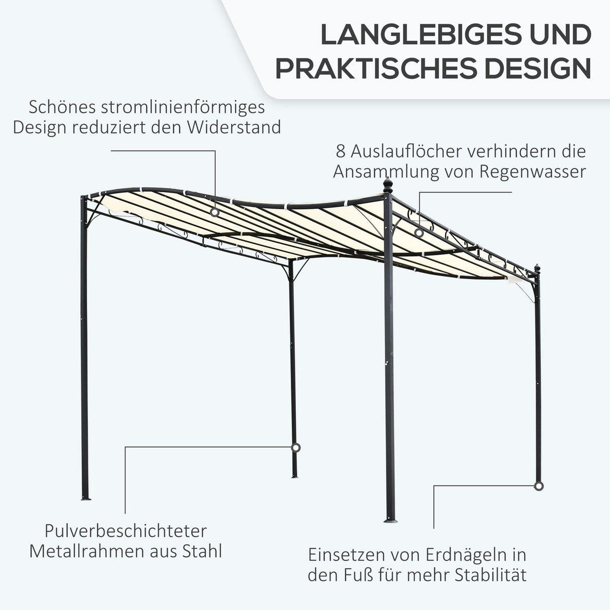 PERGOLA Gartenpavillon Metall Creme - Creme, Kunststoff/Metall (297/250/297cm) - Outsunny